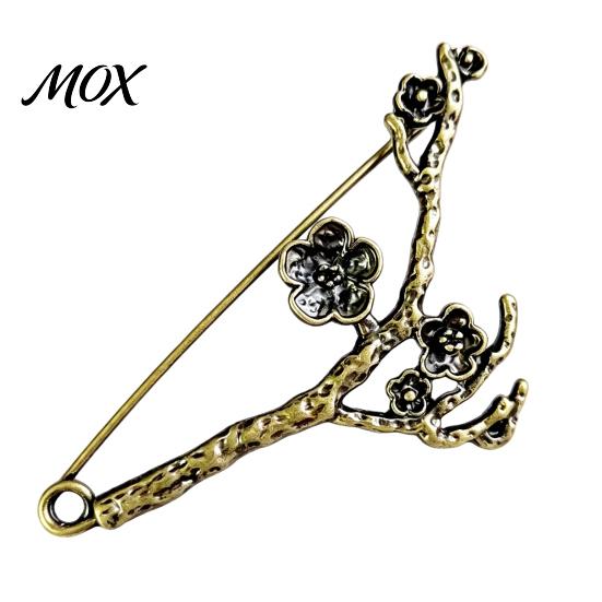 Bronze Safety Pin Vintage Pin, Large Feather Bird Leaf Flower Lapel Brooch Men Women for Coats, Jackets, Hats, Bags