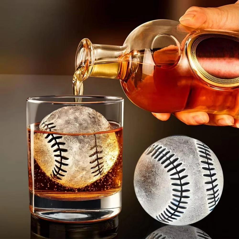 Creativity Baseball Shaped Ice Cube Mold Double Ball Easy Release Ice Cube Maker Silicone Ice Ball Tray for Home Bar Kitchen