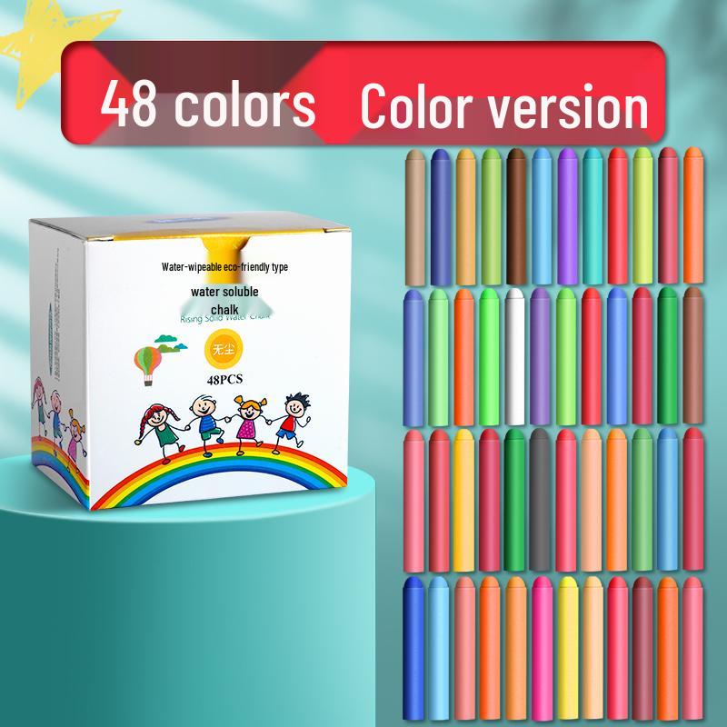 Large Dustless Erasable Chalk Set - Water-Soluble, Colored & White for Teachers & Kids