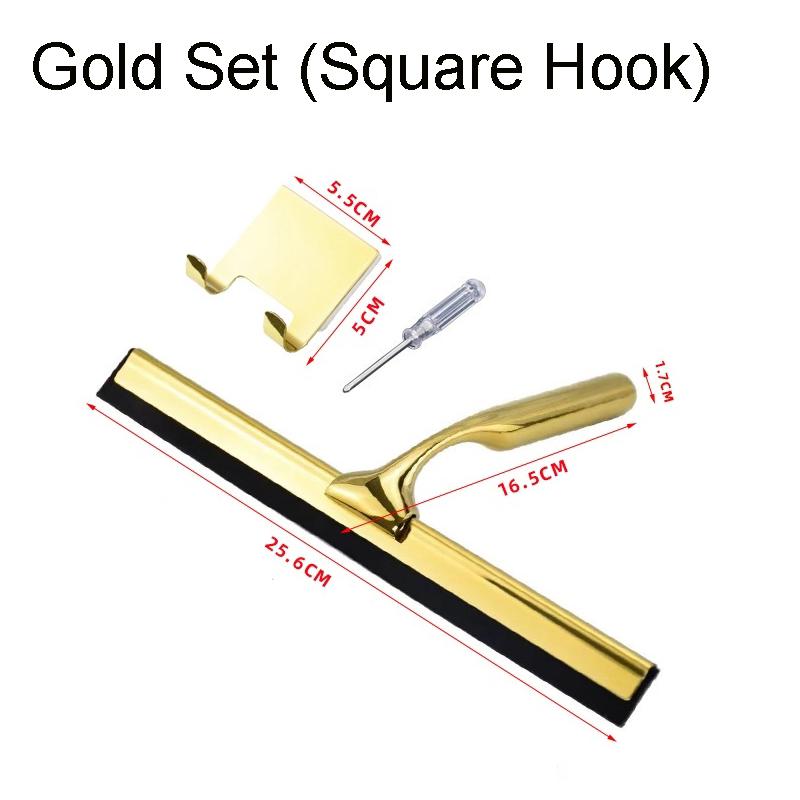 Squeegee All-Purpose Silicone Scrape Wall-mounted Stainless Steel Handle Wiper with Hook for Kitchen Bathroom Window Glass Clean
