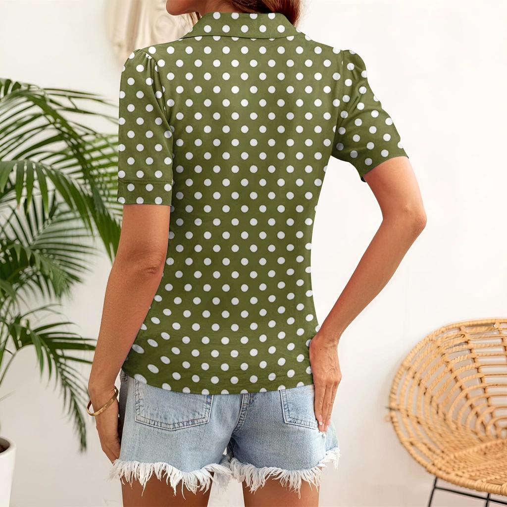 Short Sleeve Blouses for Women Classic Polka Dot Design Comfortable Fit Women's Short Sleeve Tops for Everyday Wear Womens Short Sleeve Blouses