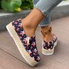 Large size casual single shoes new pattern linen platform versatile lazy shoes Tea