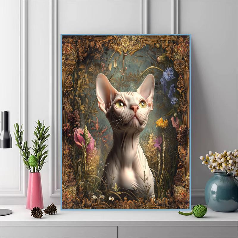 Sphynx cat oil painting Pattern 3pcs 100% Round Full Drill 5D DIY Diamond Painting Embroidery Cross Stitch Rhinestone Décor