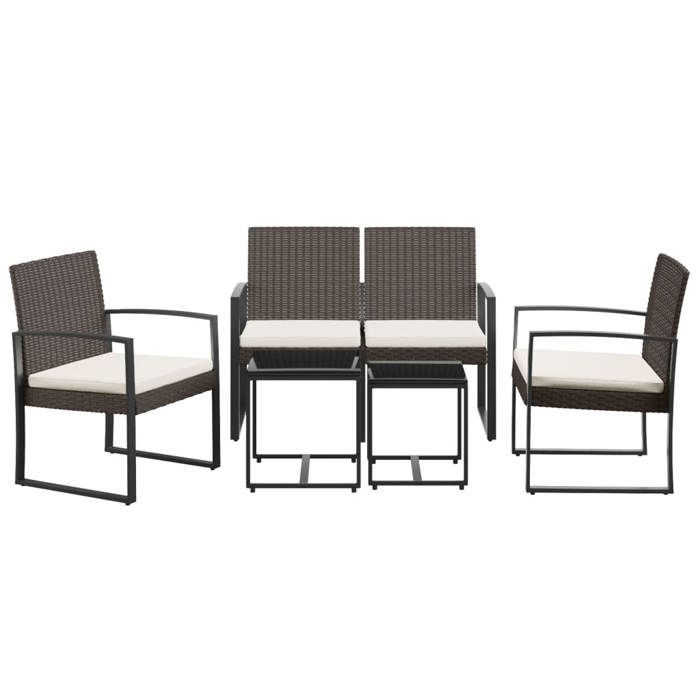 VidaXL Ensemble à manger de jardin 5 pcs et coussins marron rotin PP, ensemble à manger, ensemble à manger d'extérieur, 360216
