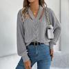 V Neck Women Winter Autumn Casual Long Sleeve Knit Sweater