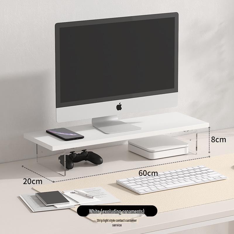 Akrylowy i Drewniany Stojak na Monitor z Przechowywaniem - Podwyższenie na Biurko