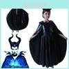 Fascinante Fantasia de Halloween de Malévola Feiticeira Rainha Má para Meninas com Chapéu de Chifres