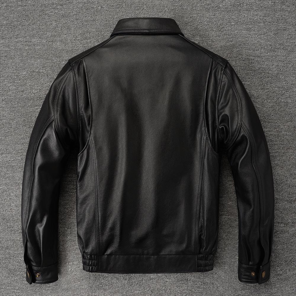 Men's Genuine Cowhide Leather Jacket Real Cow Loose Oversized Style Coat Man Clothes Spring Autumn