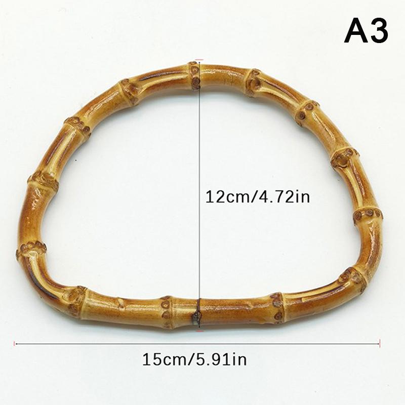 D-formet Rund Bambusveske Trehåndtak Håndlaget Vintage Håndveske Erstatt Stropper DIY Vesketilbehør Naturlige Trehåndtak