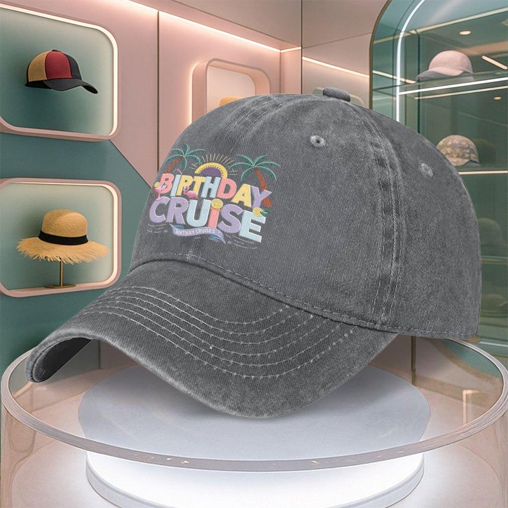 Birthday Cruise Printed Baseball Cap For Men Women Curved Brim Dad Hat Adjustable Duck Tongue Hat Multiple Colors