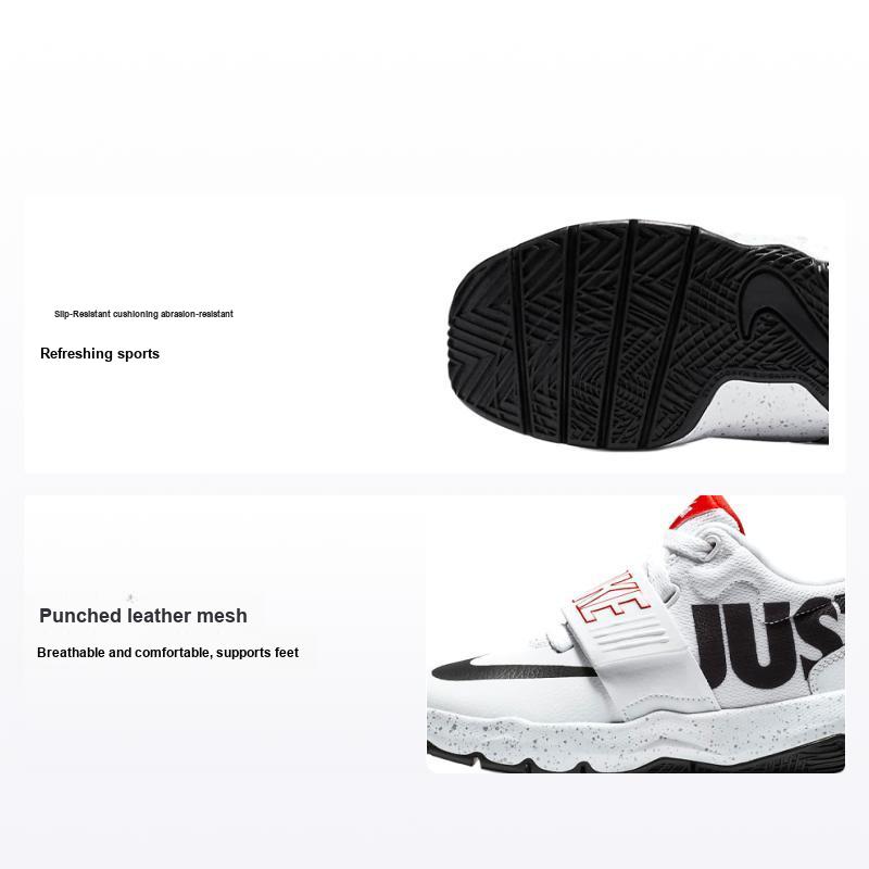 Nike Team Hustle D8 PS Just Do It Kids Sneakers White Light-Crimson-Wolf-Grey-Black AQ9976-100