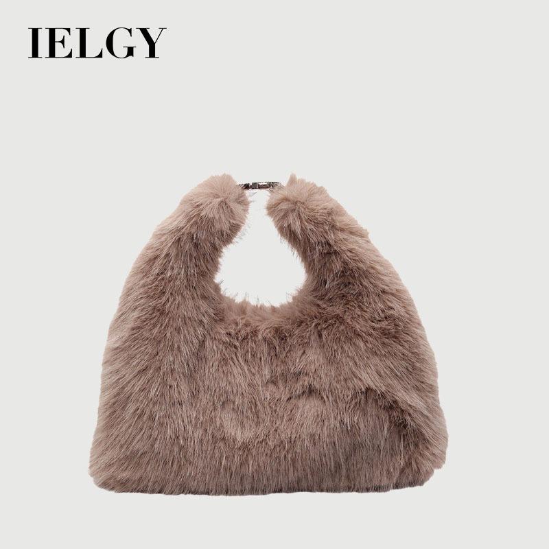 Ielgy One-Shoulder Trendy Plush Handbag Autumn Winter Fashion Large-Capacity Cross-Body Bag