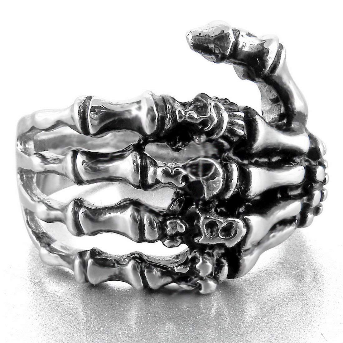 

Retro Skull Ring Men s Dark Punk Eagle Claw Hand Bone Ring 13 срібний