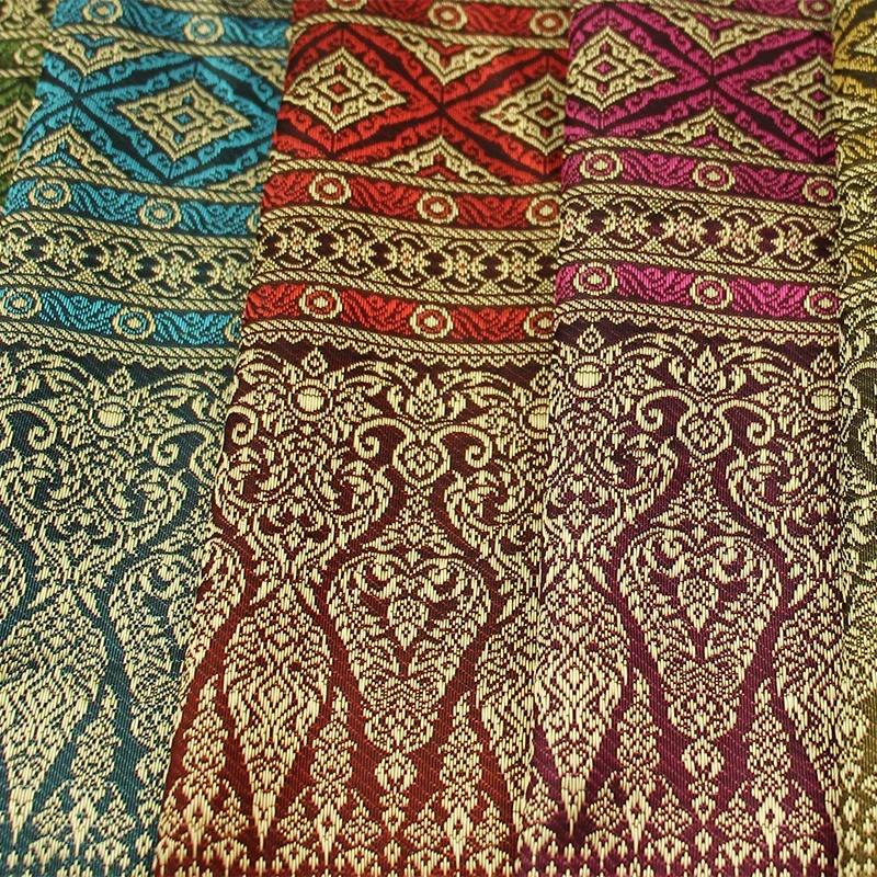 50X100Cm Dai Thai Ethnic Traditional Costume Fabric Southeast Asia Brocade Woven Straight Skirt Sew Diy Fabric Skirt Tube Dress