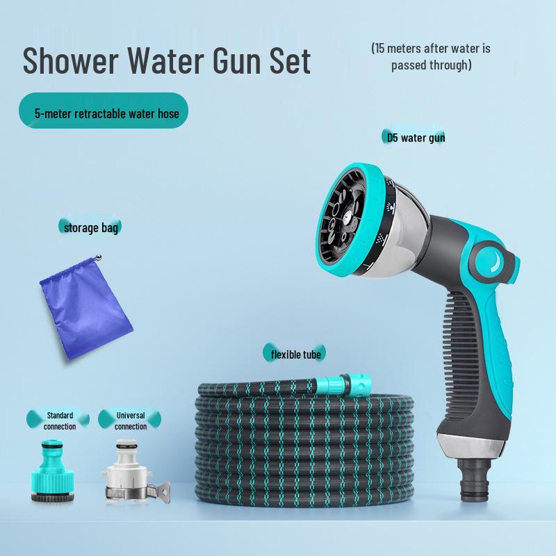 High-Pressure Water Gun for Car Wash, Flower Watering, and Floor Cleaning with Retractable Hose and Powerful Sprinkler.
