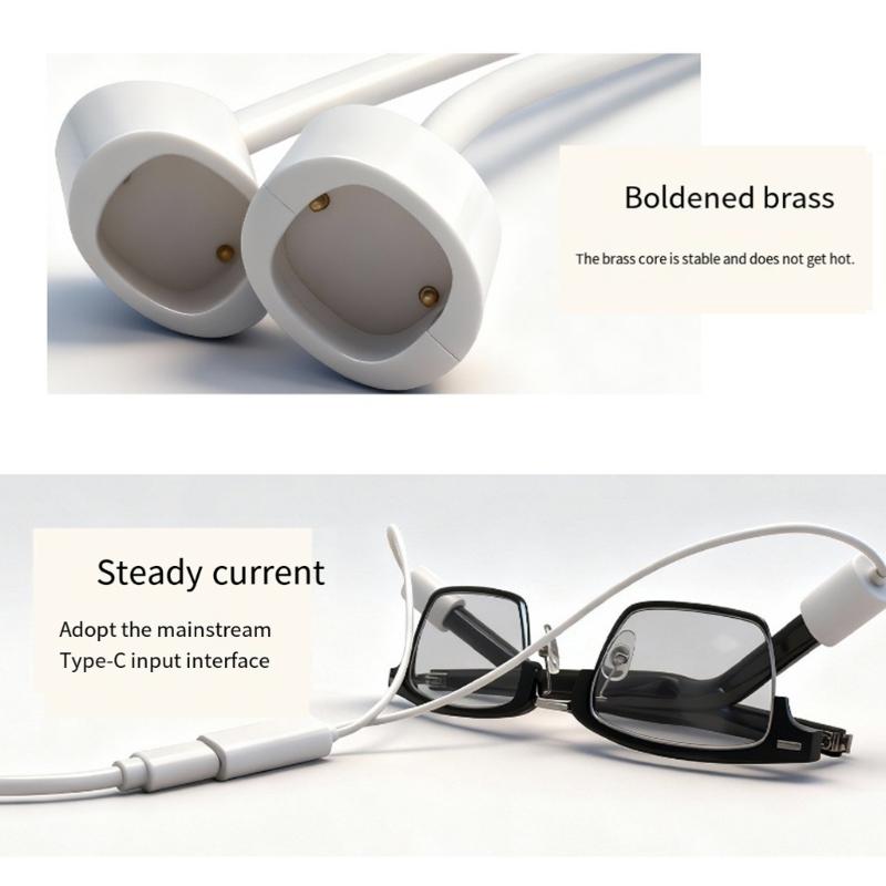 Flexible Split Chargers Cord With Magnetic Connectors For Intelligent Glasses 2 Eyewear 2Devices Charging At Once Power Cord
