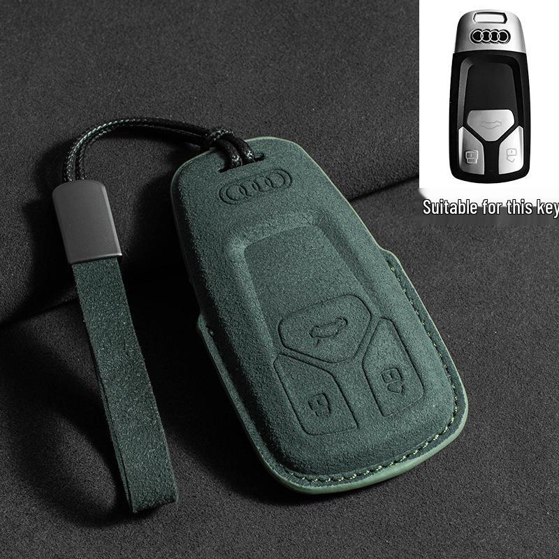 Wildleder Schlüsselhülle für neue Modelle A4L, A6L, A3, A5, A7, Q2L, Q5L, Q3, Q6, Q7, Q8e mit Schlüsseltasche & Kette