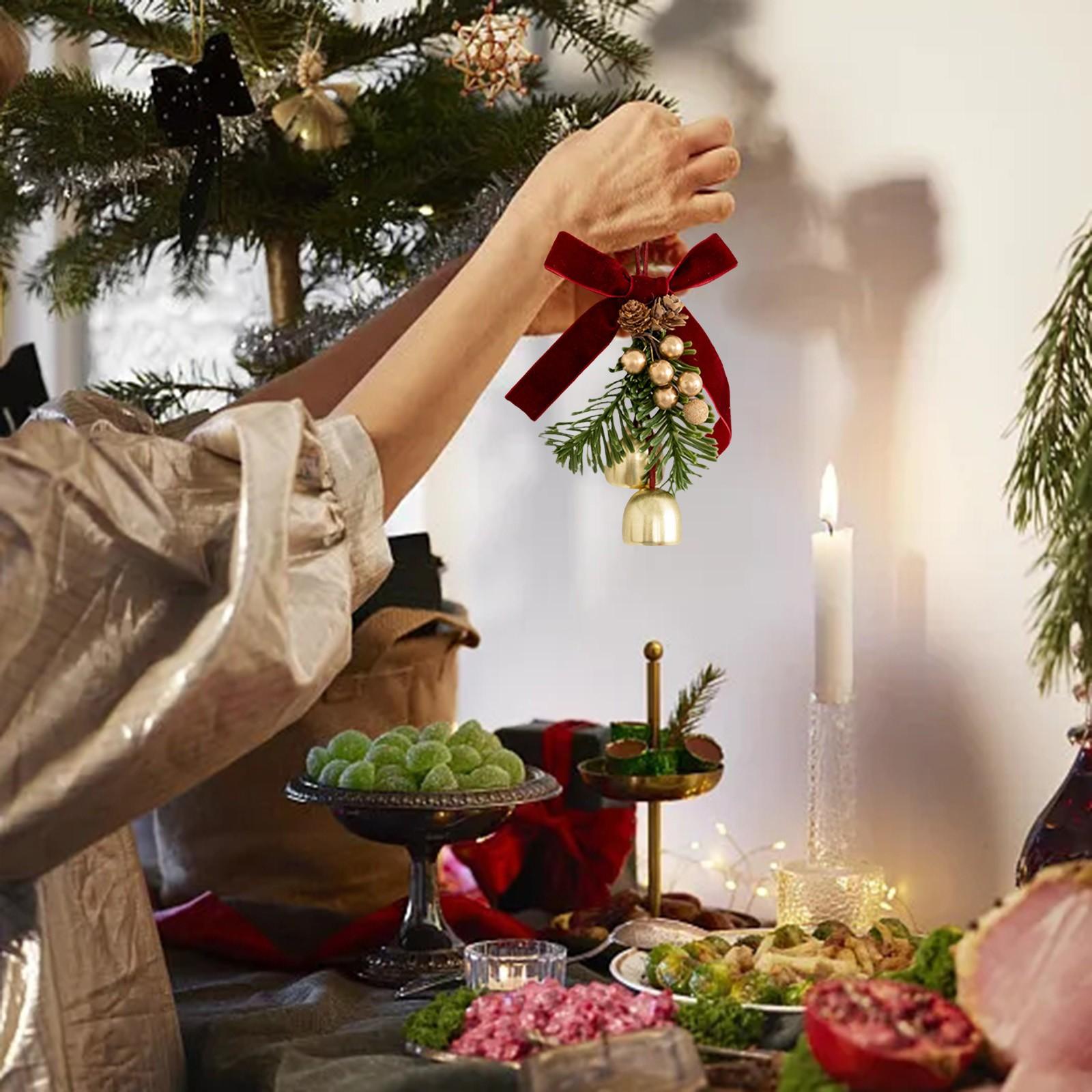 

Рождественская подвеска Маленький колокольчик Бархатный бант Украшения для рождественской елки Шишка Сценка Принадлежности Рождество Новый год Декоративное украшение One Size арбуз красный