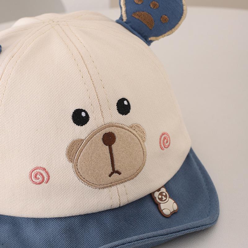 Entzückende Frühlings-Baseballkappe für Babys im koreanischen Stil, Unisex, mit Bärenmotiv und weichem Schirm zum Sonnenschutz