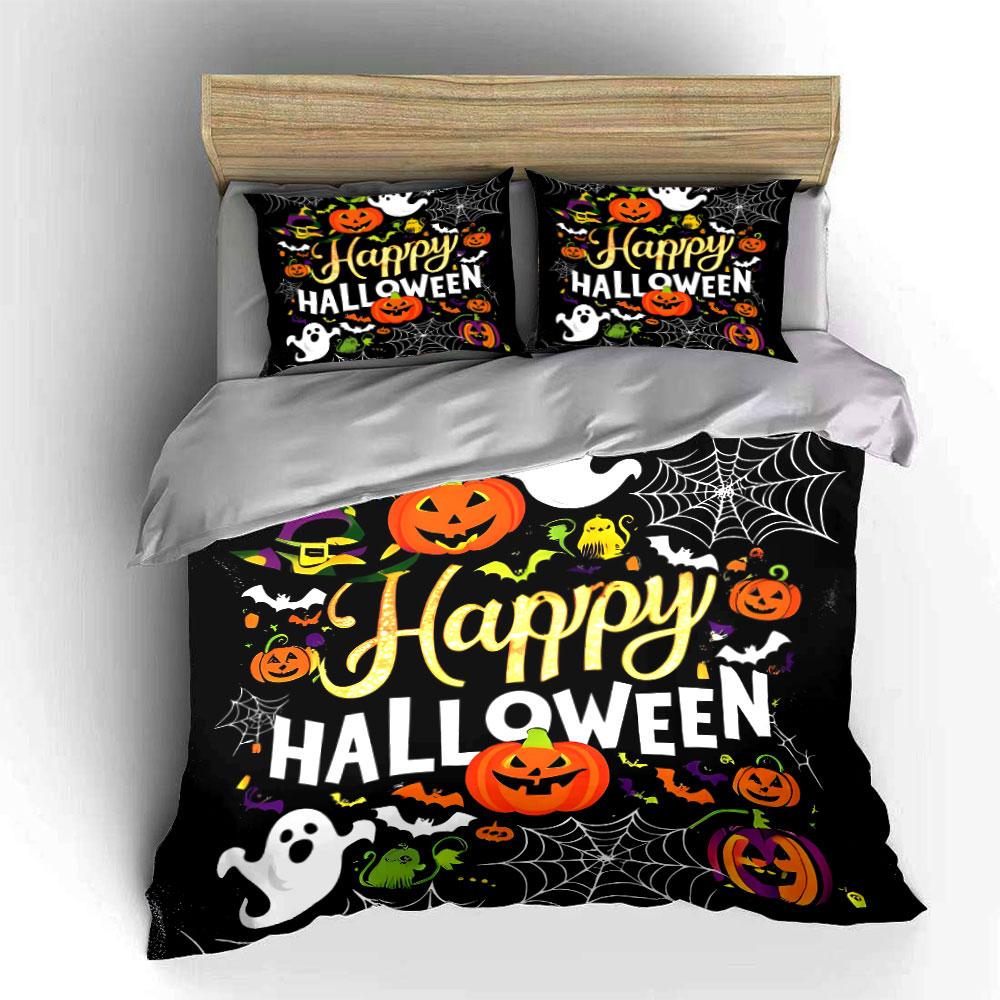 Happy Halloween Pumpkin Set Bedding Duvet Cover Set Duvet Cover Pillowcases (1*Duvet Cover 2*Pillowcases, Without Duvet Insert)