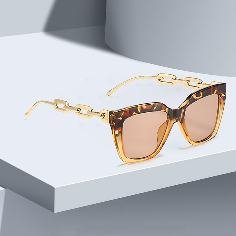 Sunglasses For Women Fashionable Unique Frame Golden Chain Sunglasses Exquisite Temple Frames Retro Frame Women Glasses