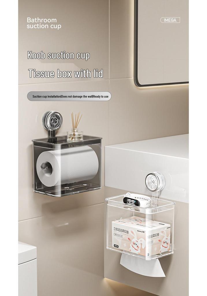 Wall-Mounted No-Punch Toilet Paper Dispenser and Storage Holder