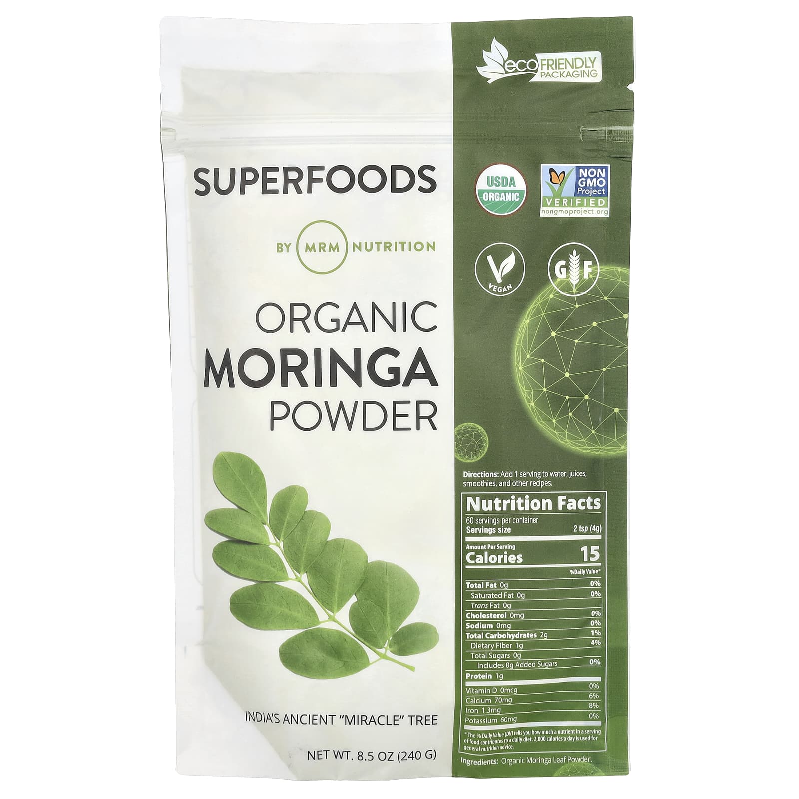 

Organic Moringa Powder, 240G(8.5Oz)