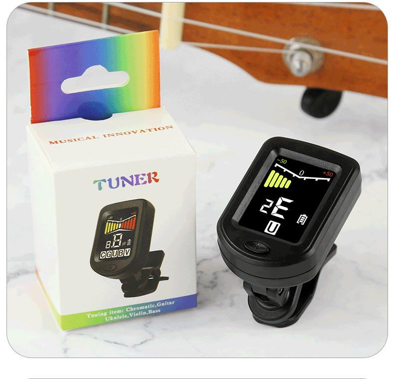 Rockhouse Rechargeable Color Screen Tuner for Guitar, Violin, Ukulele, and Electric Bass