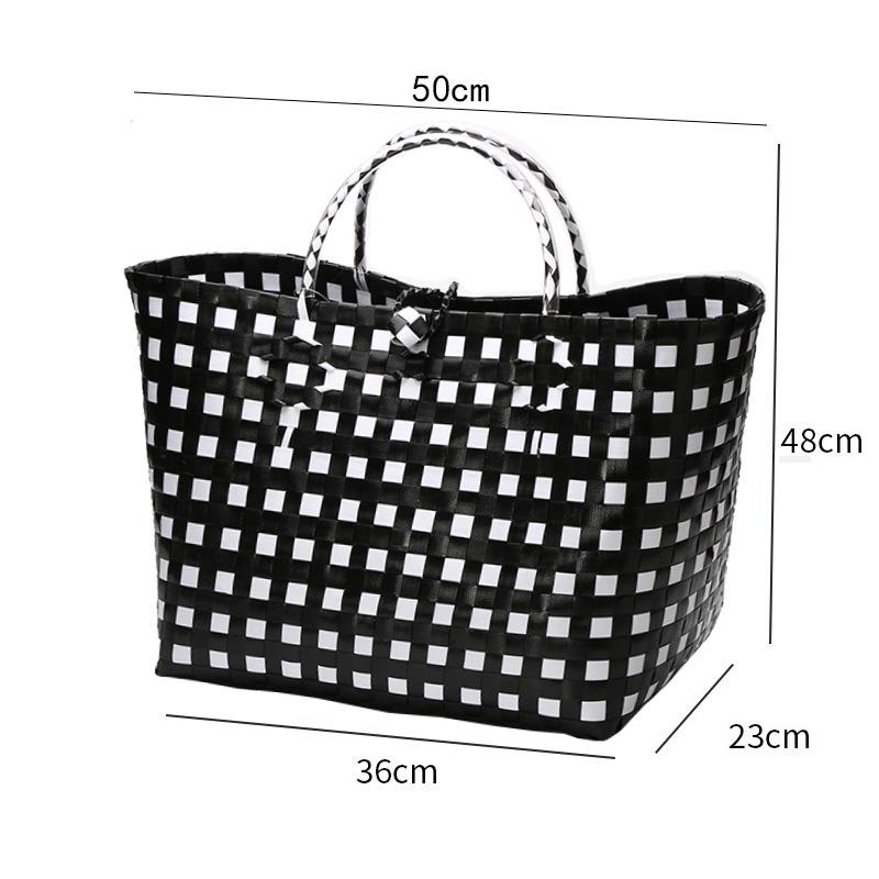 Vietnamese Large Imitation Rattan Handled Storage and Grocery Basket