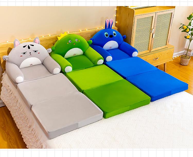 Multi-Function Folding Toddler Sofa: Cartoon Design, Washable Cushion, Perfect for Boys & Girls' Reading and Play.