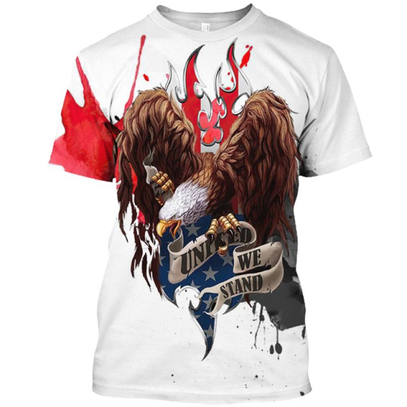 Letnia męska koszulka z nadrukiem zwierzęcym Casual 3d Plus rozmiar Punk z krótkim rękawem Street Sports sweter O Neck Tee bluza Harajuku