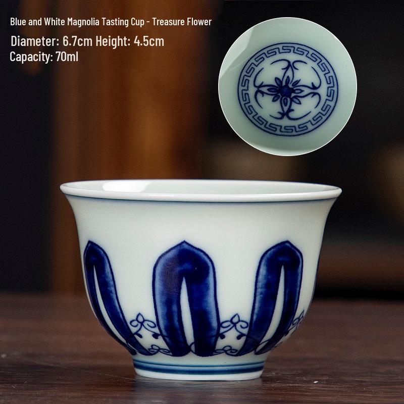 Dehua Ceramics Retro Blue & White Kung Fu Tea Cup - Exquisite Small Scent Tasting Cup for Guests