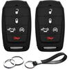 2pcs Compatible with RAM 1500 5 Buttons with Tailgate Black Key Fob Cover Case Key Chain Protector Keyless Remote Fit RAM 1500 Truck Pickup 5 Buttons