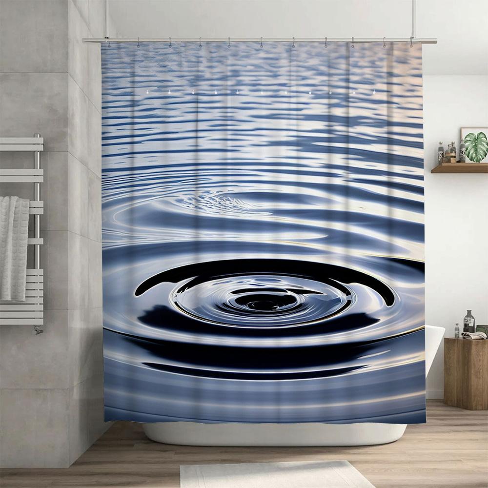 Modern Blue Waterfall Print Shower Curtain Waterproof Washable Home Decor Bathroom Wall Hanging 72X84 Inches (183X213Cm)