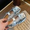 Girls' Soft Sole Silver Leather Princess Shoes with Bow – New Spring Fashion 