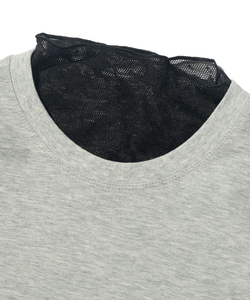 CARGOBROS FOR WOMAN Star See-Through Long Sleeve Layered Short Sleeve Tee Set (Black/Melange)