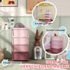 Four-Tier Kids Storage Boxes, with Four Drawers, Pink
