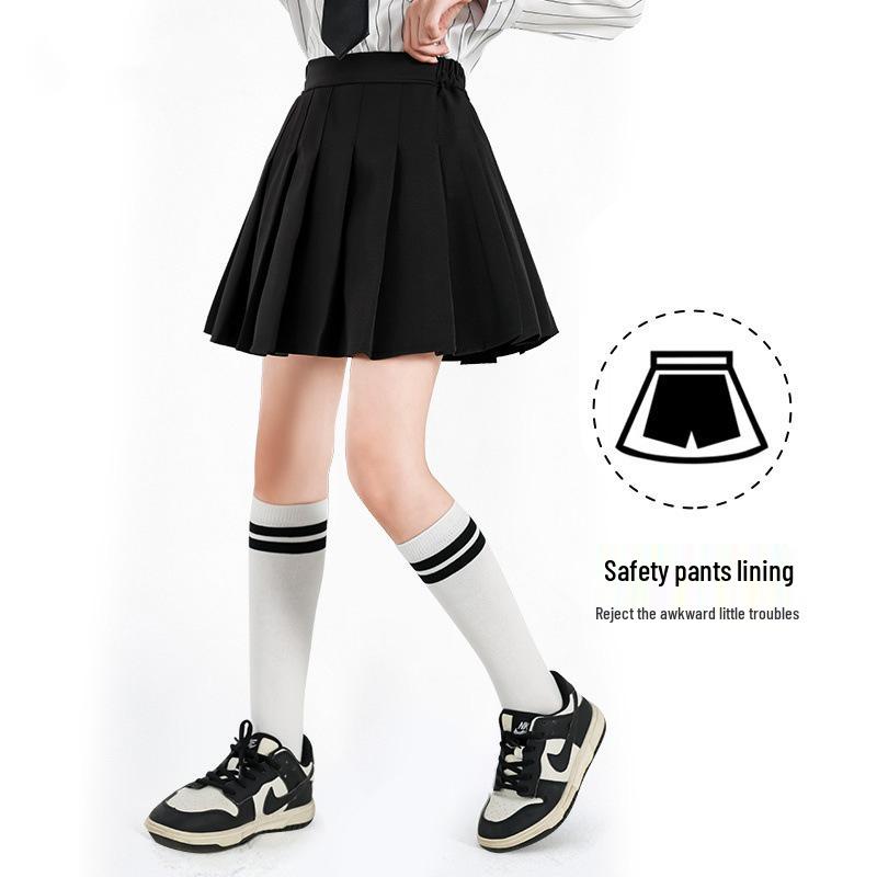 Dívčí preppy bílá plisovaná tenisová sukně - korejský styl, letní sportovní oblečení pro větší děti