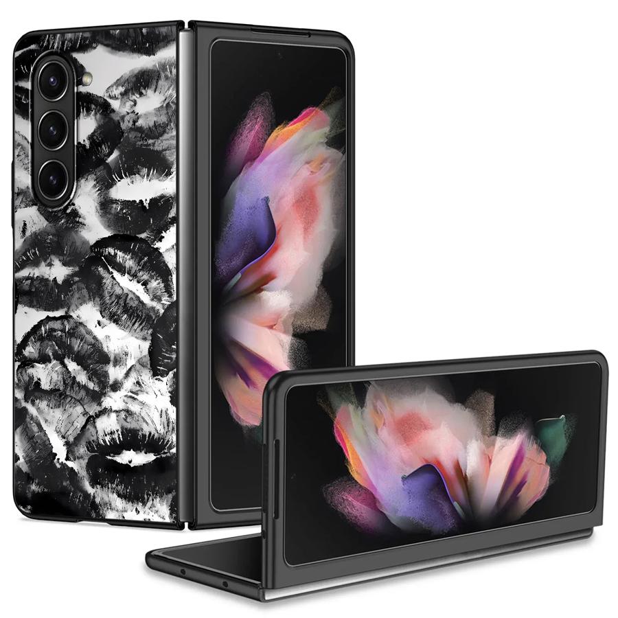 Creativity Lip Print Case for Samsung Galaxy ZFold6 ZFold7 ZFold3 ZFold4 Z Fold 7 6 5 4 3 ZFold5 Back Phone Cover