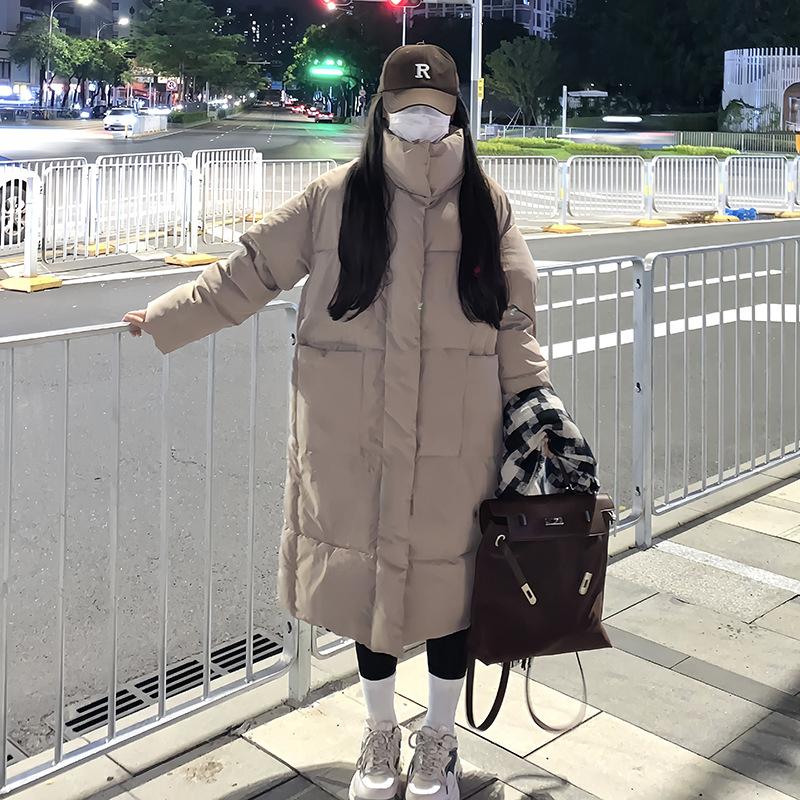 

Длинная хлопковая одежда на пуху женская до колена утолщенная зимняя новая супердлинное большого размера пальто модное приталенное удлиненное пальто XL хаки