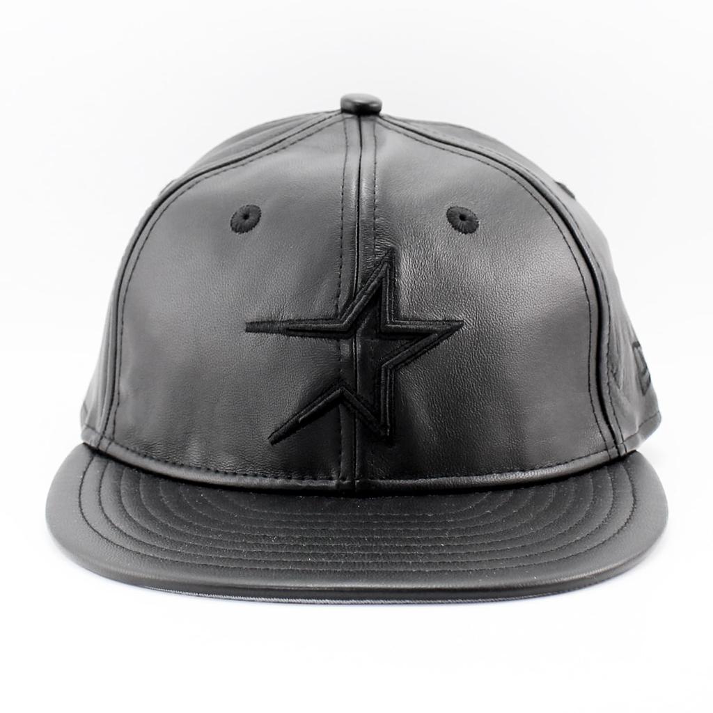 New Era Cap RC9FIFTY Strapback Houston Astros MLB GENUINE LEATHER RETRO CROWN STRAPBACK CAP BLACKOUT HOUSTON ASTROS [Used]