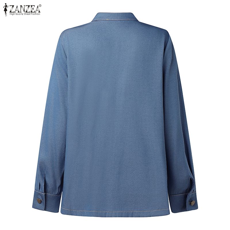 ZANZEA Womens Casual Lapel Solid Color Loose Long Sleeve Cardigan Blouse