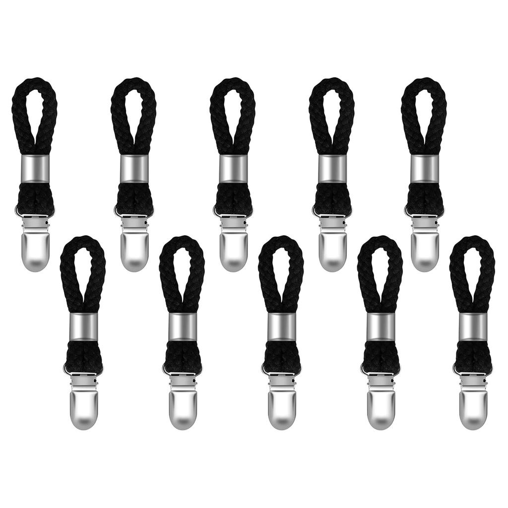 10Pcs Braided Cotton Loop Towel Clip Towel Hook Holder Towel Hangers Rack Metal Clip Home Storage Hanger Easy to Use