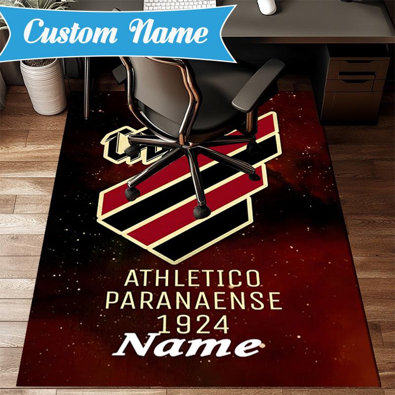 Custom Name Black Stripes Athletico Crest Rug Game Carpet, Floor Mat for Bedroom Living Room Entryway Rug, Home Decor Gift for Christmas Birthday