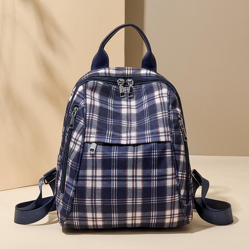 Campus Retro Plaid Backpack Junior Senior High School Student Schoolbag Girls Large Capacity Class Book Bag