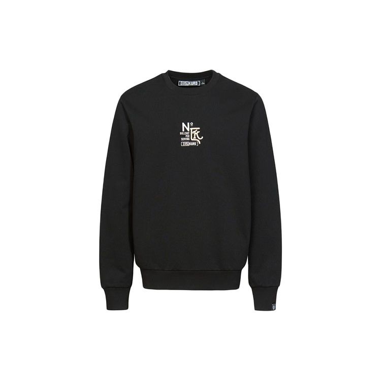Evisu Letter Print Crew Neck Pullover Long Sleeve Sweatshirt Unisex sweatshirt Black 2EAGNM1SW424XXCT