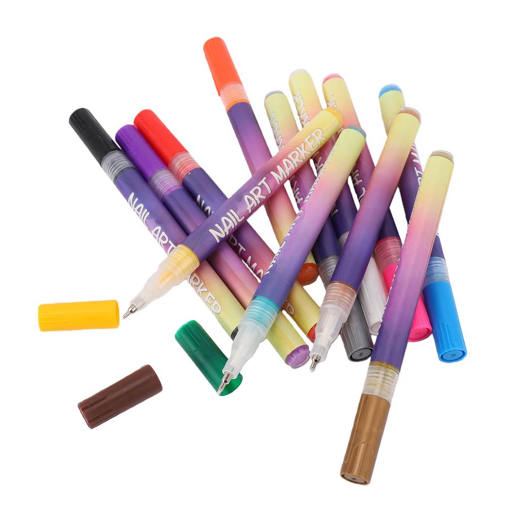 12 Colors Nail Art Pens Quick Drying Acrylic Nail Polish Pens for   Home Salon Manicure Tools
