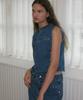 Partimento Woman Studded Denim Maxi Skirt_Mid Blue