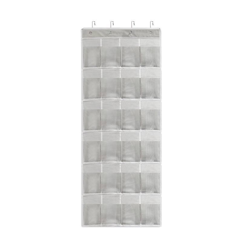 New 24-Compartment Fine Mesh Hanging Shoe Storage Bag with Reinforced Hooks