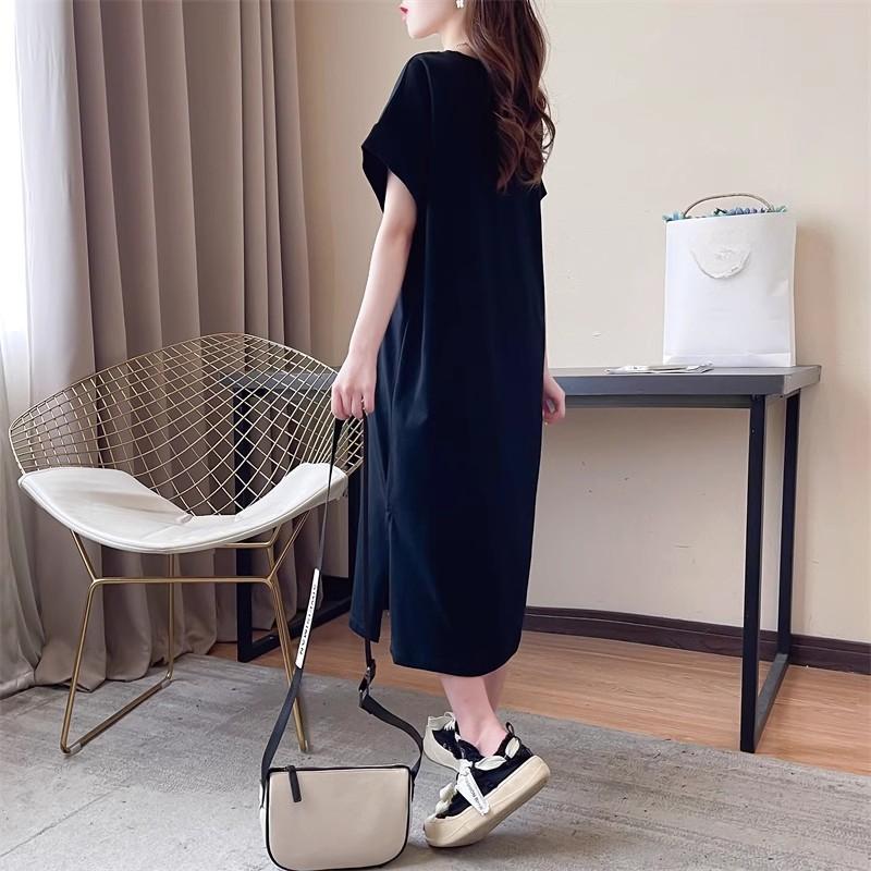 Women's T-shirt Dress Summer Casual Short Sleeve Loose Slit Lazy Maternity Dress